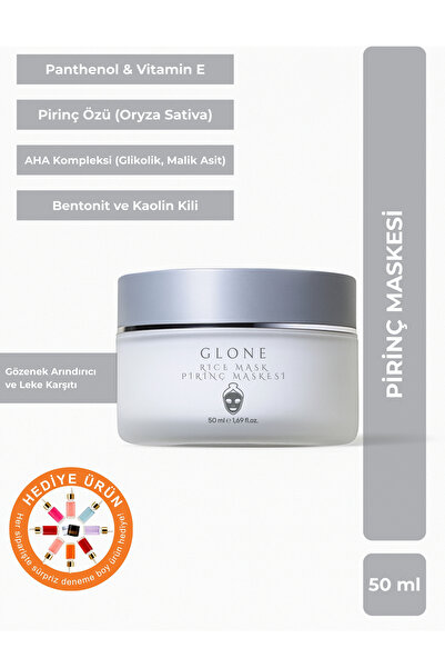 GLONE Pirinç Maskesi | 50ml | AHA & Kil | Gözenek Arındırıcı ve Leke Karşıtı