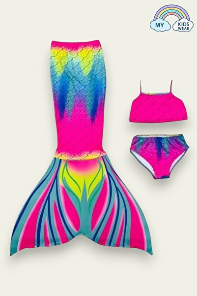 My Kids Wear Set de 3 costume de baie cu sirenă de culoare strălucitoare