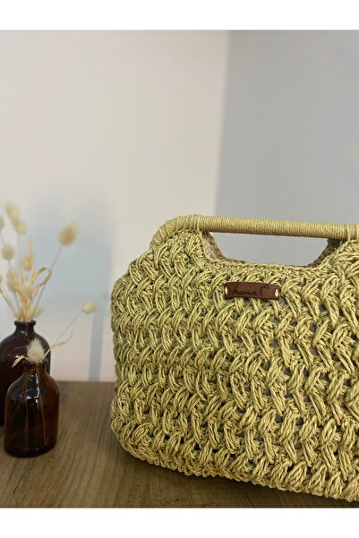 henaabag Ünlü marka rafya clutch çanta, kâğıt ip portföy çanta, hasır plaj ça...