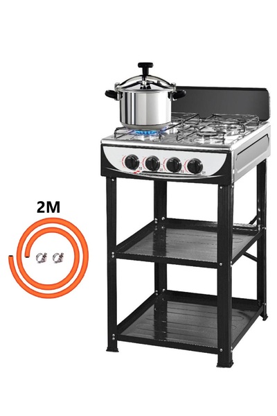 Generic موقد غاز بأربعة شعلات مع لي غاز 2 متر