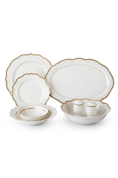 Dania 28-piece porcelain dining set with gold engraving - for 6 people