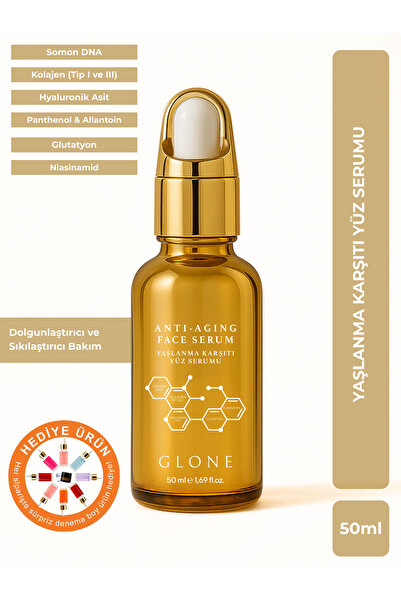 GLONE Yaşlanma Karşıtı Yüz Serumu | 50ml | Somon DNA & Kolajen | Sıkılaştırıc...