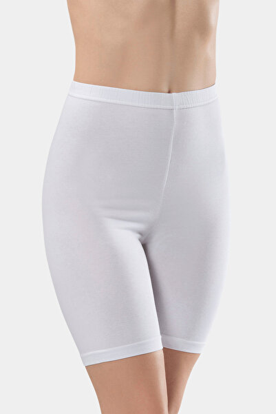 TÜREN Women's Basic Cotton Lycra Short Leggings 239/White