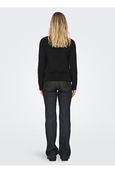 ONLY О-образно деколте, редовен плетен модел, черен пуловер за жени ONLEMIRA L/S O-NECK KNT