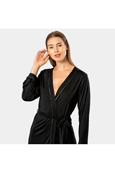 TÜREN Women's Flat Strap Dressing Gown 3164/Black