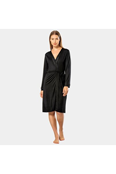 TÜREN Women's Flat Strap Dressing Gown 3164/Black