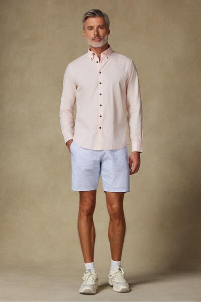 Abbate Pantaloni scurți cu model pentru bărbați, din bumbac Sky Dobby, cu potrivire confortabilă, albastru deschis