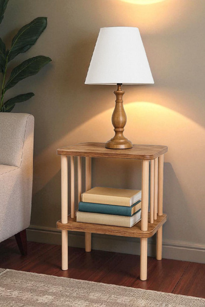 HESA La vida Tekli Yan Sehpa Gazetelikli Çevir-kur Atlantik Çam Desenli Ahşap...