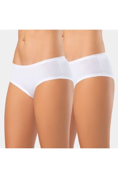 TÜREN Women's Lycra 2-Piece Cotton Hipster Panties 918/White-White