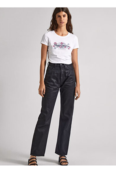 Pepe Jeans Bisiklet Yaka Baskılı Beyaz Kadın T-Shirt PL505834