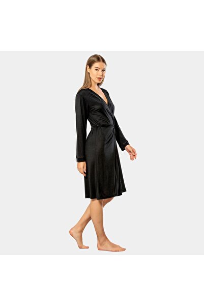 TÜREN Women's Flat Strap Dressing Gown 3164/Black