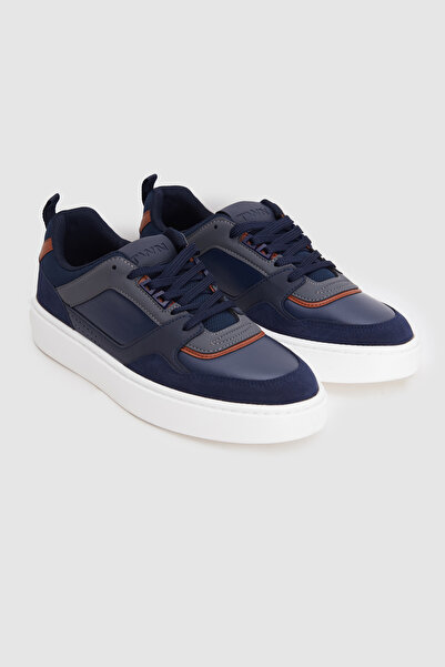 Twn Navy Blue Thick White Sole Lace-Up Sneaker Shoes