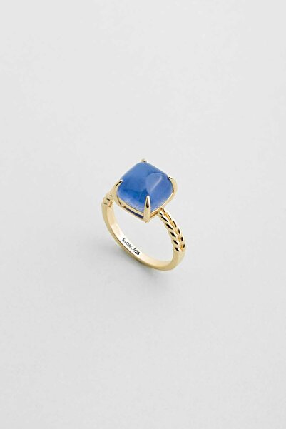 So CHIC... Safir Yolculuğu 18 Ayar Sarı Altın Kaplama Gümüş Tasarım Yüzük