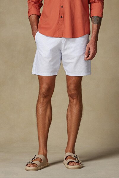 Abbate Sky Poplin Pamuklu Comfort Fit Açık Mavi Erkek Kareli Şort