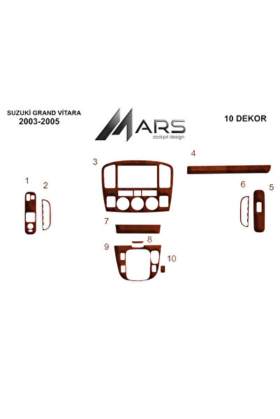 Marscockpitdesign سوزوكي جراند فيتارا وحدة التحكم-توبوردو 2003-2005 10 قطع