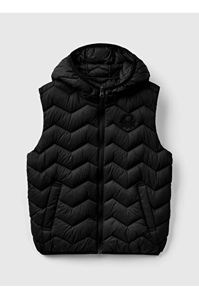 Benetton İşlemeli Siyah Erkek Çocuk Yelek 2TWDCJ00R 100