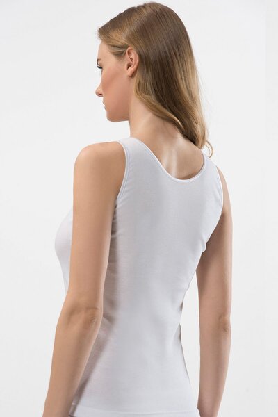 TÜREN Women's U-Neck Strap Camisole 2-Pack Cotton Undershirt 211/White