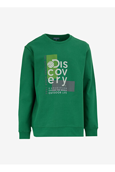 Discovery Expedition Yeşil Erkek Bisiklet Yaka Relaxed Fit Baskılı Sweatshirt...