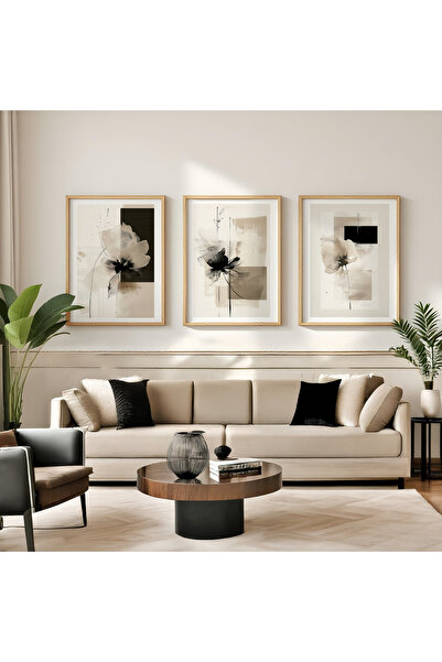 Çerçeveli 3 lü Set Ahşap Tablo- Premium