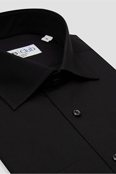 Abbate Bb Club Oscar Poplin Cotton Polyester Slim Fit Black Classic Collar Men's Solid Shirt