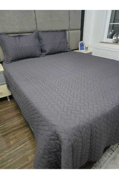 Taç Glory Çift Kişilik Yatak Örtüsü Takımı Antrasit
