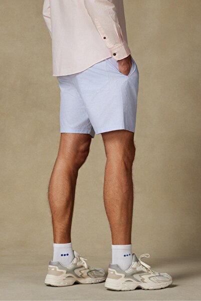 Abbate Sky Dobby Cotton Comfort Fit Light Blue Men's Patterned Shorts