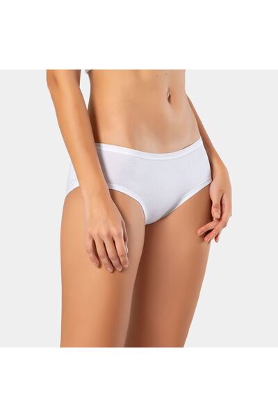TÜREN Women's Lycra 2-Piece Cotton Hipster Panties 918/White-White