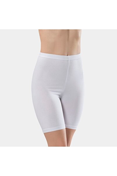 TÜREN Women's Basic Cotton Lycra Short Leggings 239/White