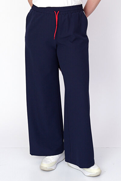Büyük Moda YANI ŞERİTLİ GENİŞ PAÇA PANTOLON