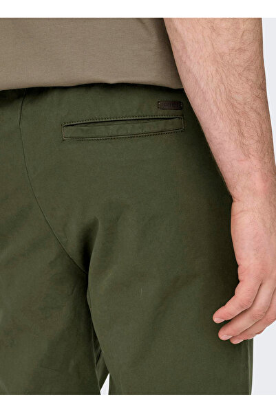 Only & Sons Yüksek Bel Normal Haki Erkek Chino Pantolon ONSLINUS TAPER 0183 PANT NOOS