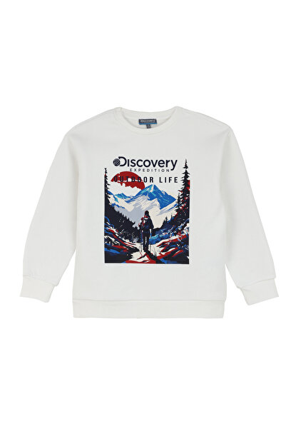 Discovery Expedition Baskılı Erkek Çocuk Kırık Beyaz Sweatshırt D4WB-SWT3081
