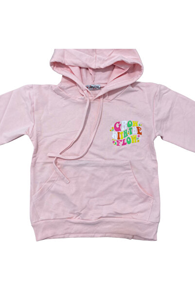 OEM Light pink hoodie for kids - "Grow with the Flow" print