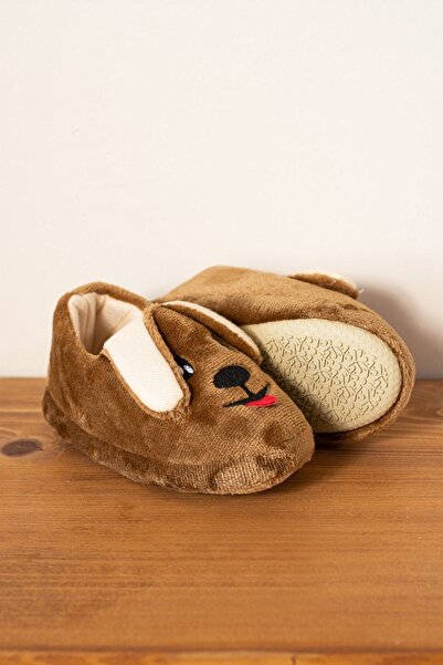 AlbiShoes Unisex Çocuk Panduf Ev Patiği Pamuk Astarlı Köpek Figürlü Ev Kreş Ayakkabı Sevimli Köpek