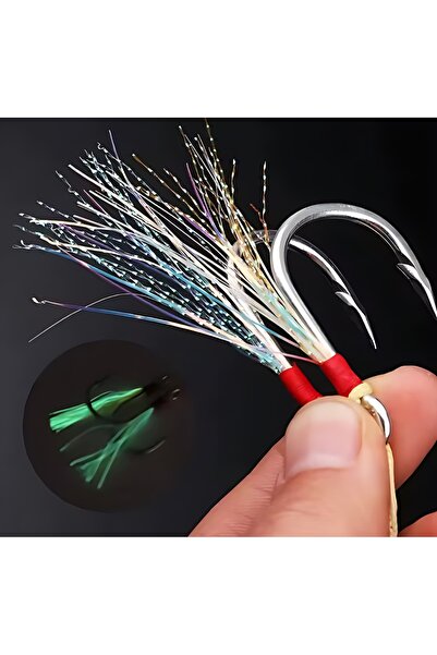 Hokkaido 3/0 Numara 2 Adet Çiftli-kevlar Ip,glow Simli,epoksi Reçineli,jig, Y...