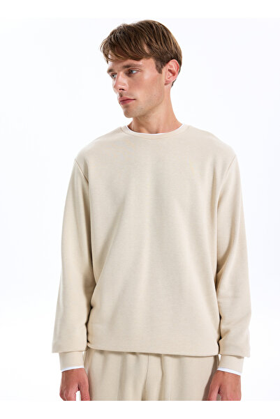 Jeep Bej Erkek Bisiklet Yaka Relaxed Sweatshirt J4WM-SWT7355