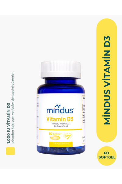 mindus Vitamin D3 1.000 IU 60 Softgel