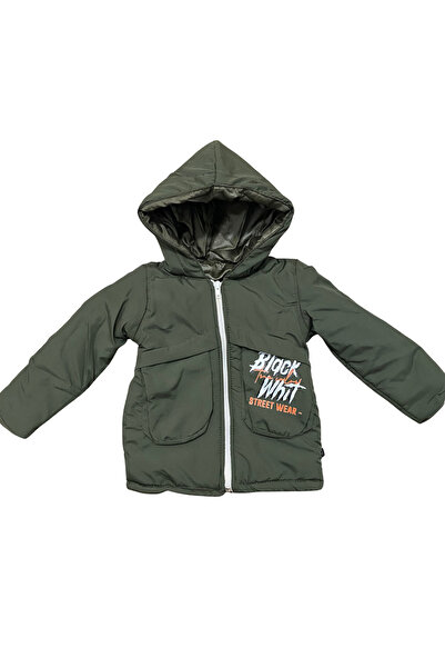 OEM Thick khaki children's jacket with hood and front pockets "Black Whit Street Wear"