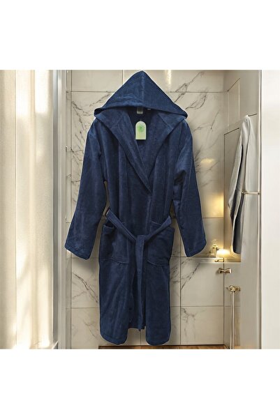 MYSOFTHOME رداء حمام 100% قطن مخملي بغطاء رأس