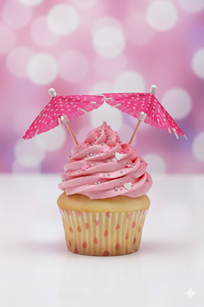 Deniz Party Store FUŞYA PUANLI ŞEMSİYE KÜRDAN 10 ADET