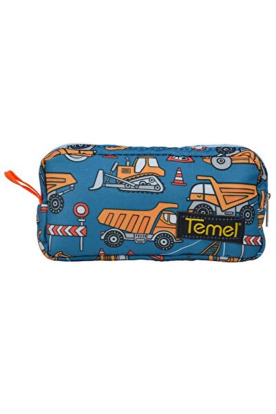 Temel حقيبة أقلام رصاص ذات جيب واحد منقوشة باللون الأزرق الداكن من شركة Busin...