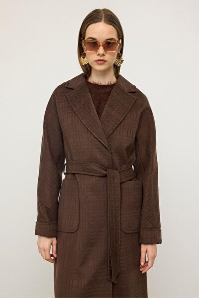 Olcay Torba Cepli Kendinden Desenli Oversize Limited Edition Kaban KAHVE 3140