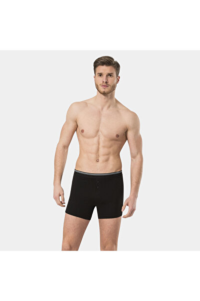 TÜREN Men's Lycra Buttoned Boxer (Pack of 2) 135/Black