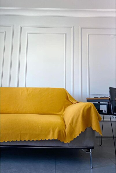 SEMEG Hardal Battal Boy Kollarınıda Kapatan Çift taraflı Çekyat Koltuk Örtüsü Şalı