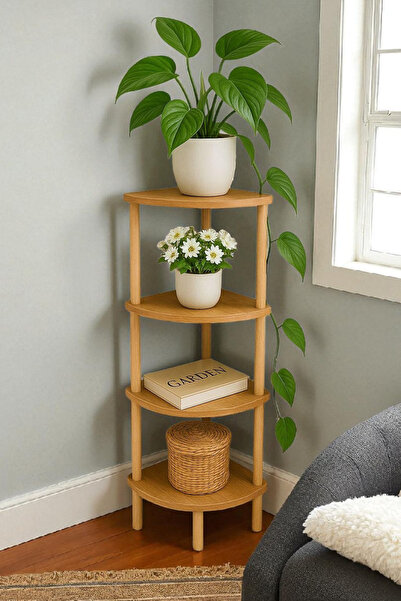 HESA 4lü raf çok amaçlı kullanım Atlantik çam desenli banyo düzenleyici köşe raf