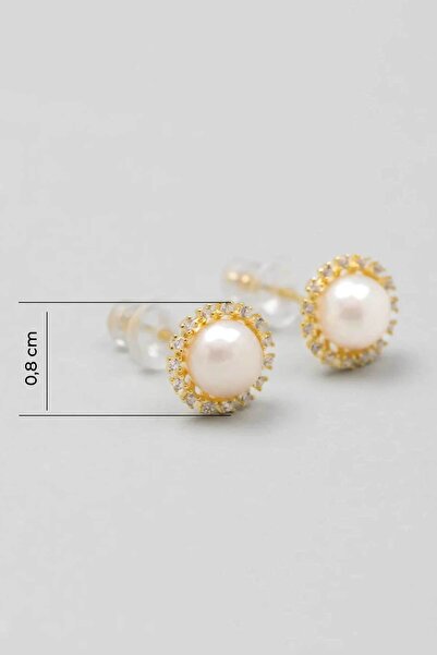 So CHIC... İnci Taşlı 18 Ayar Sarı Altın Kaplama Gümüş Minimal Küpe