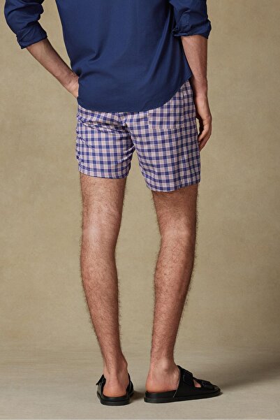 Abbate Мъжки шорти с каре от памучна смес Sky Poplin Stretch, удобна кройка, тъмно сини