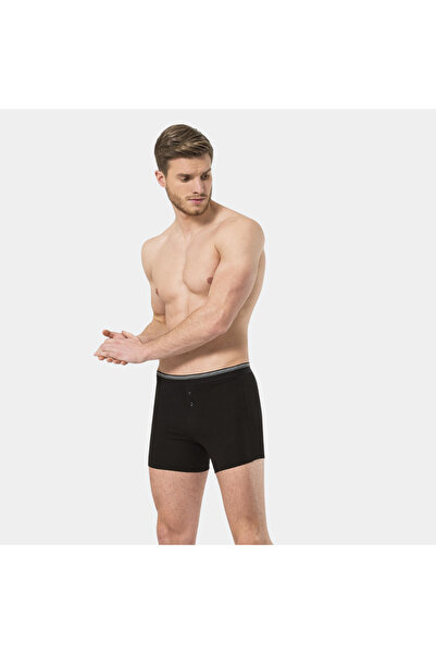 TÜREN Men's Lycra Buttoned Boxer (Pack of 2) 135/Black