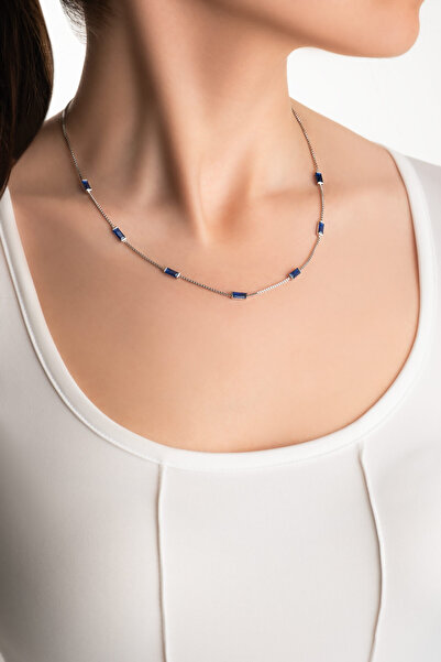 So CHIC... Berrak Güzellik 18 Ayar Beyaz Altın Kaplama 45 Cm Gümüş Kolye