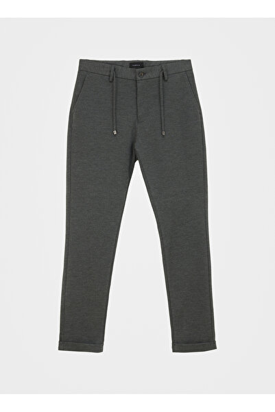 Fabrika Bağlamalı Bel Duble Paça Antrasit Erkek Chino Pantolon F4WM-PNT 2430