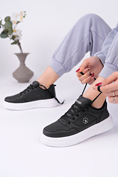 McDark Women's Black and White Orthopedic Non-Yellowing Sole Sneaker Shoes